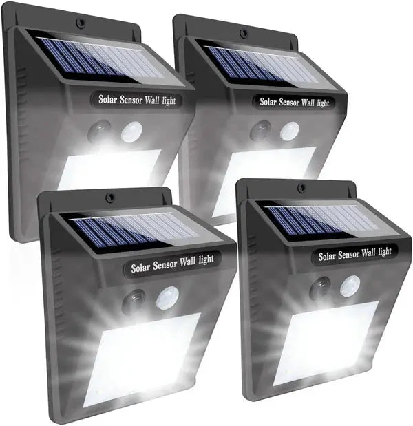Set 4 Lampi Cu Incarcare Solara, Senzor de Miscare si Crepuscular, 3 Moduri de Iluminare, 20 LED-uri Puternice Doimeseriasi.ro