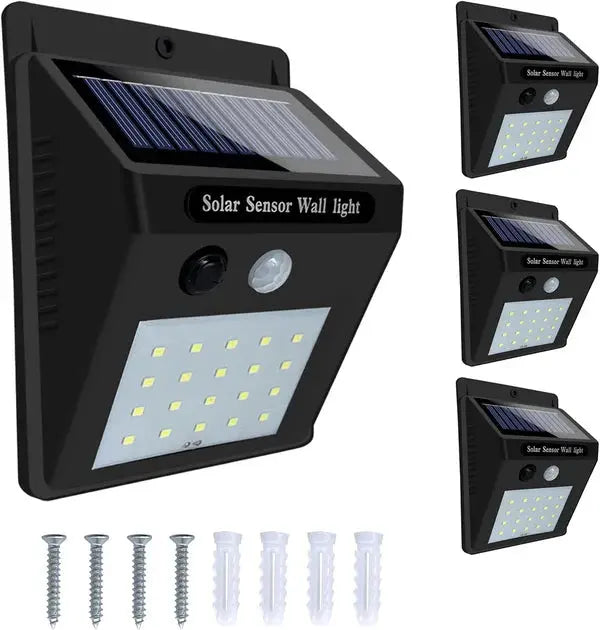 Set 4 Lampi Cu Incarcare Solara, Senzor de Miscare si Crepuscular, 3 Moduri de Iluminare, 20 LED-uri Puternice Doimeseriasi.ro