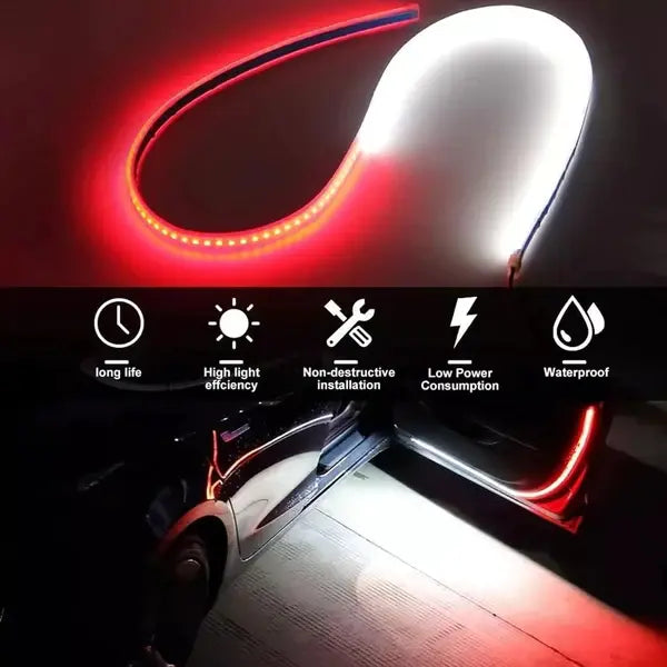 1+1 GRATIS: Banda Luminoasa Pentru Usi Autovehicul cu 3 Moduri De Iluminare Doimeseriasi.ro