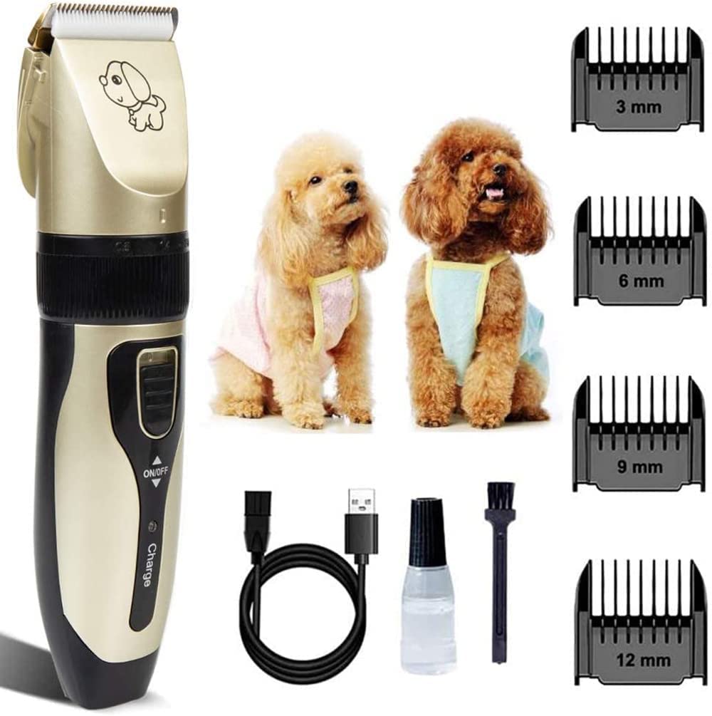 Pet Grooming Set, Professional Clipper, With 4 Adjustment Attachments And Nail Clippers