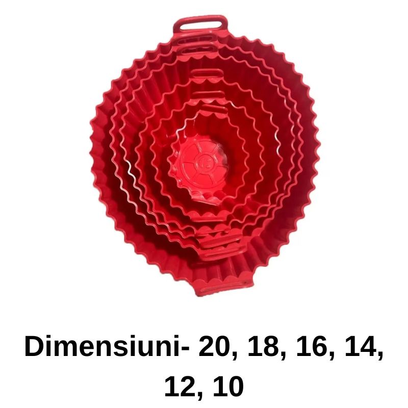 Set 6 Tăvi din Silicon - AirFryer, pentru Copt/Prăjit la Friteuză, 6 Dimensiuni Diferite