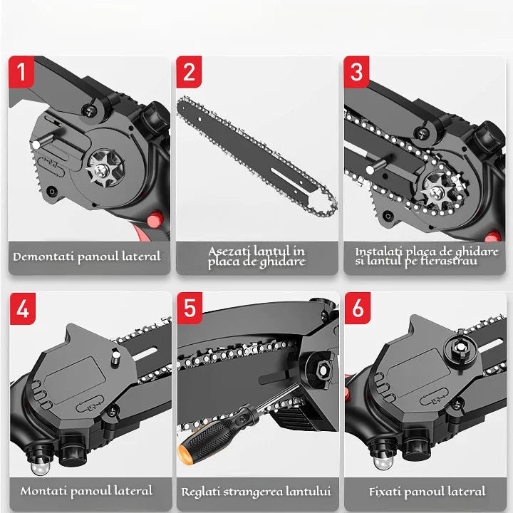 PROMO Bundle: 24V Cordless Mini Electric Saw, 2x Battery + 2x Chain + 2x Blade, 4 Inch + FREE 25cm file