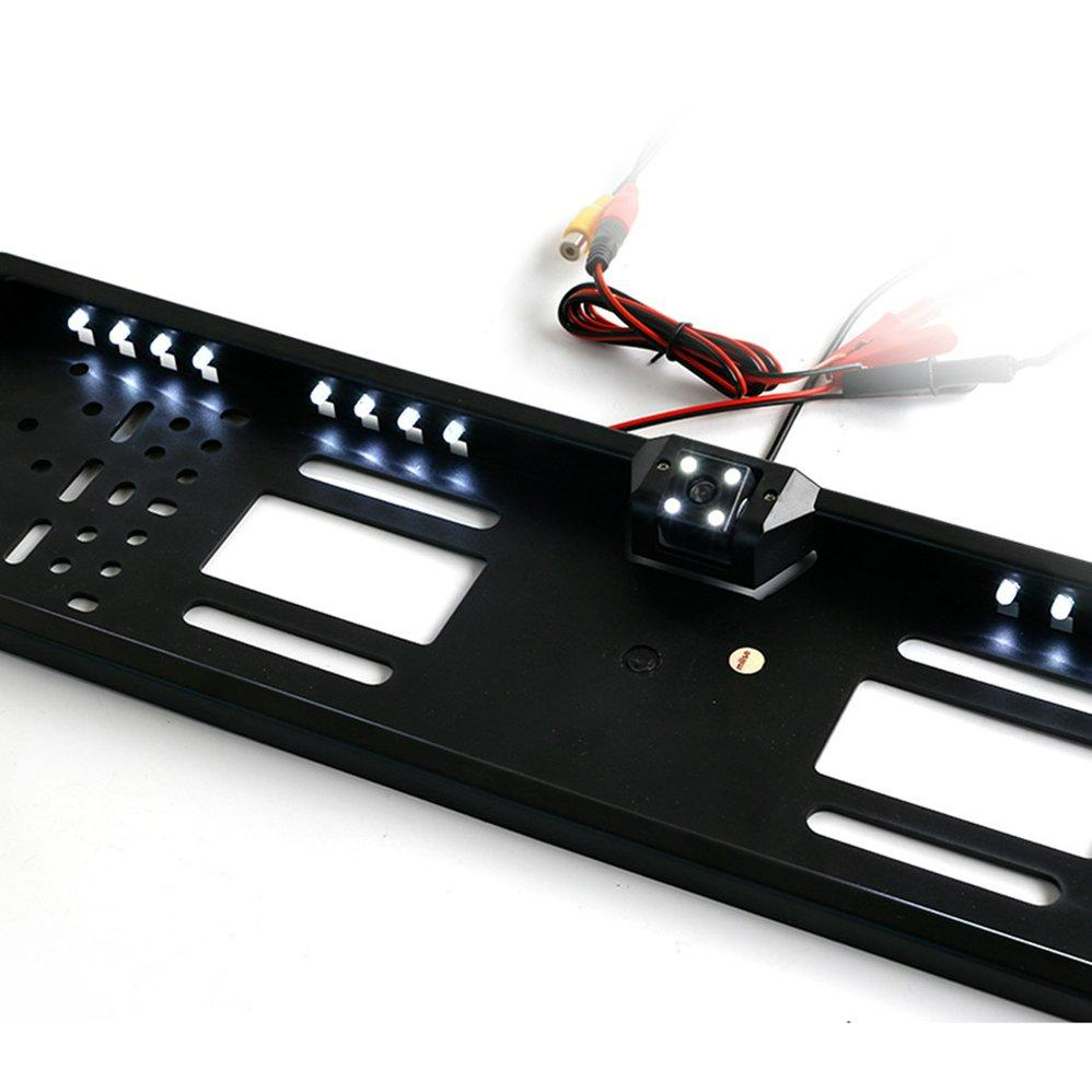 Suport Număr Auto Cu Cameră Marșarier, Unghi Filmare 170°, Negru