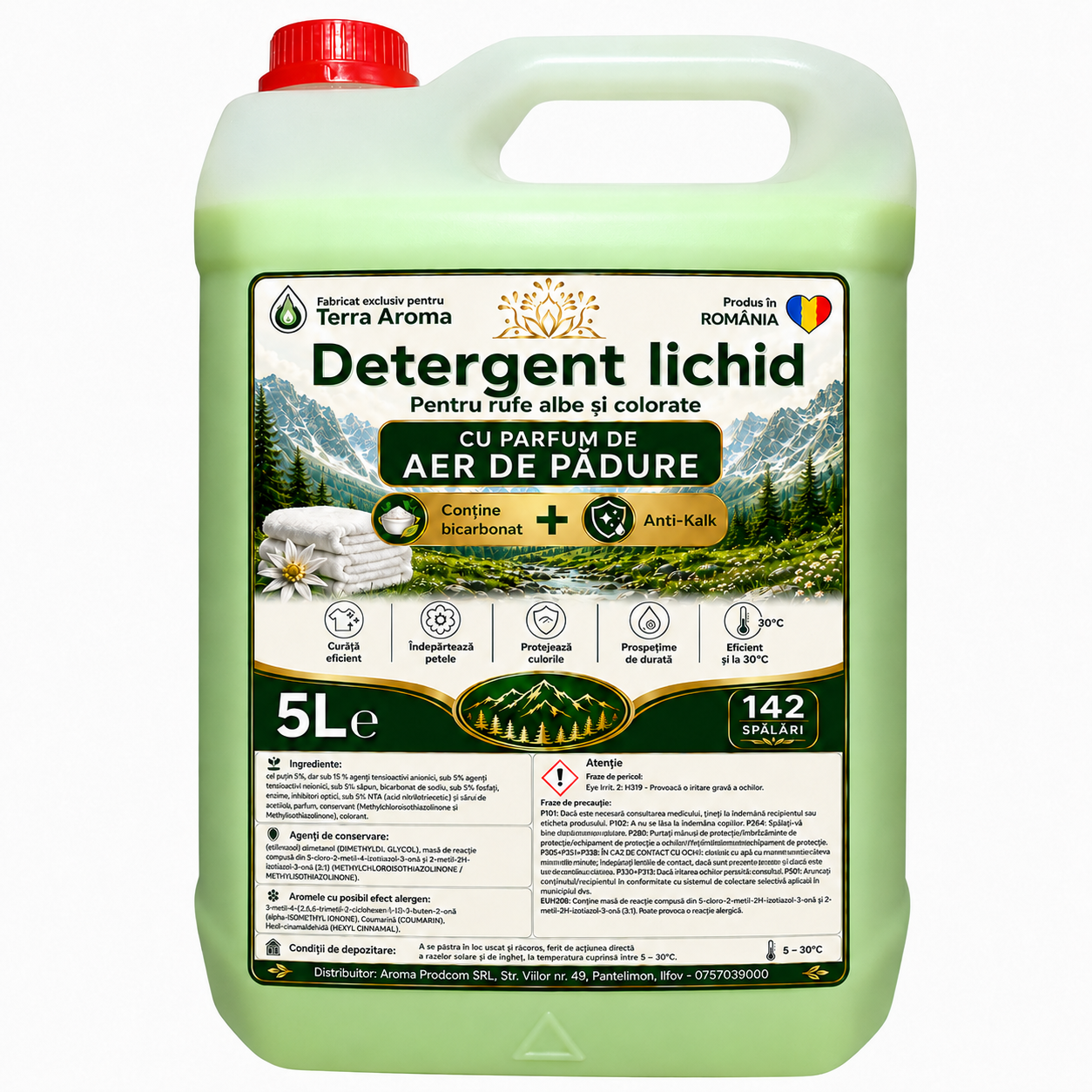 Detergent Lichid Terra Aroma – Parfum de Aer de Pădure, 5L cu 142 spalari Glorio