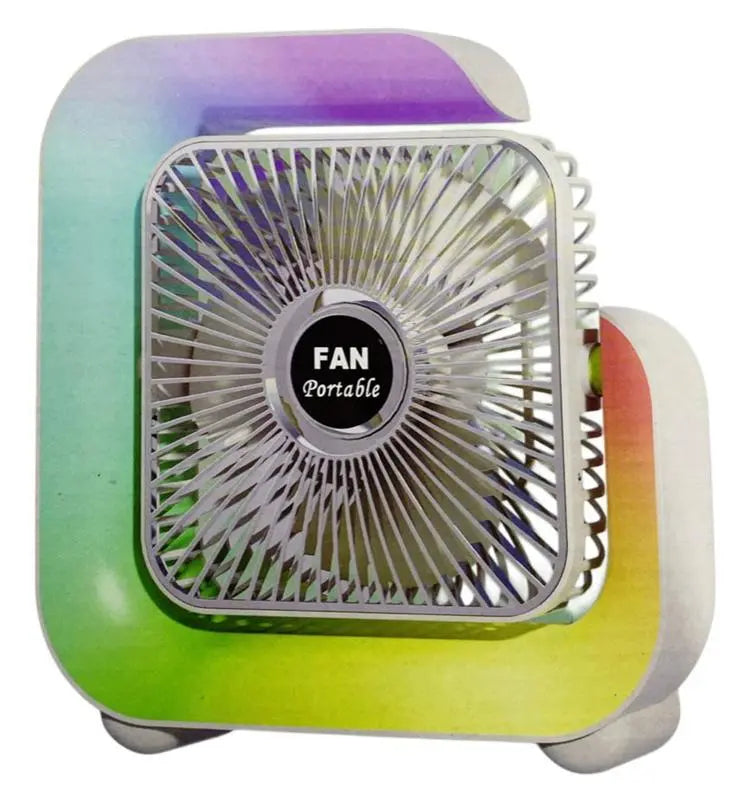 1+1 GRATIS: Ventilator Colorat Portabil Cu Lumina RGB, 3 Trepte de Viteza si Încarcare USB Neamtul.ro