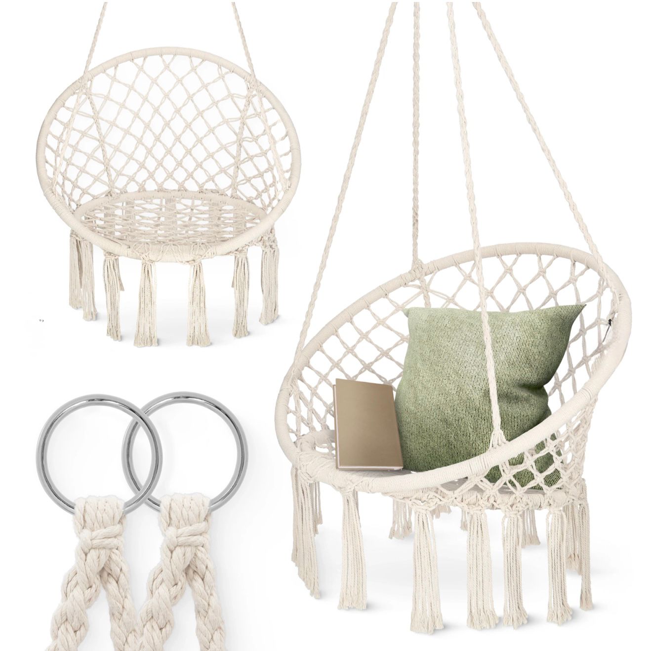 Leagan BOHO GARDEN 3+, Pentru Terasa și Gradina, Suport 125kg, Design Premium, Disponibil in Culori: Bej, Gri, Negru, Maro Neamtul.ro