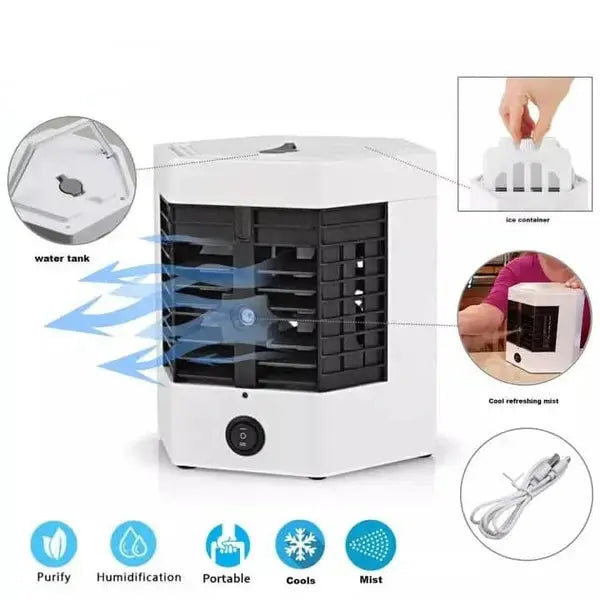 Mini Aer-Conditionat Portabil, 2 Moduri De Functionare, Putere 10W, Incarcare USB Doimeseriasi.ro