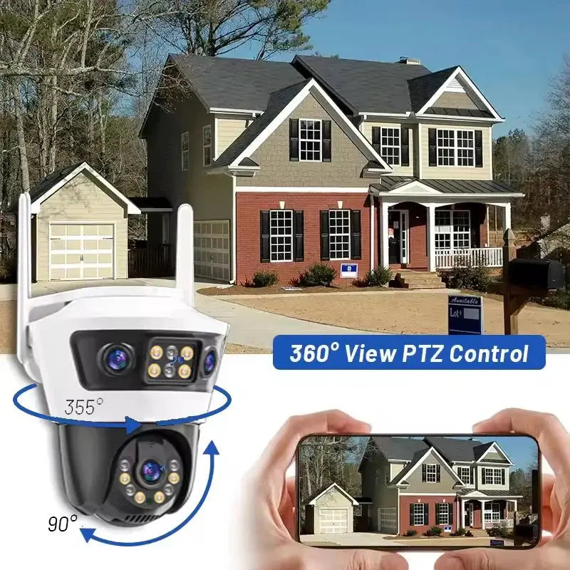 Camera de Supraveghere cu 3 Lentile, PTZ 355°, Jortan JT-6, WiFi, IP66, HD, 9 MP, 1920 x 1080 pixeli ,Aplicatie Yoosee + Card 32GB CADOU Glorio.ro