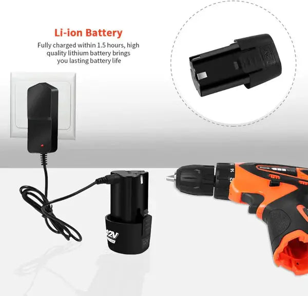 Bormasina Electrica cu 2 Acumulatori, 12V, 25 De Accesorii + Geanta De Transport CADOU Doimeseriasi.ro