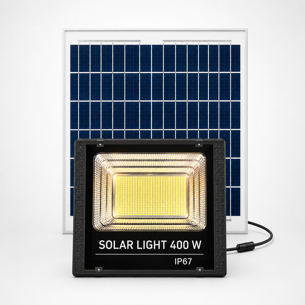 Proiector Solar LED 400W cu Panou Solar Separat – IP67, rezistent la ploaie Glorio
