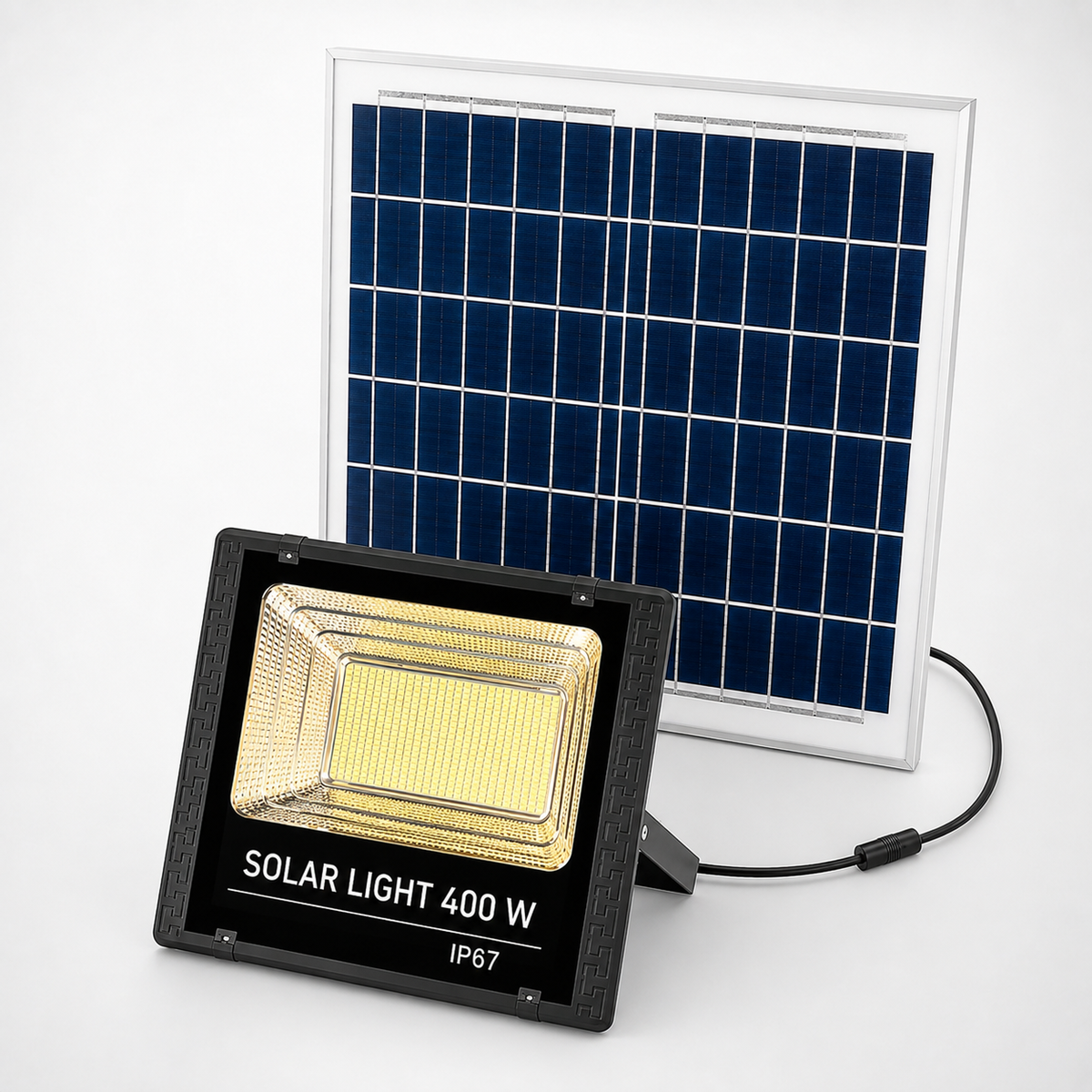 Proiector Solar LED 400W cu Panou Solar Separat – IP67, rezistent la ploaie Glorio