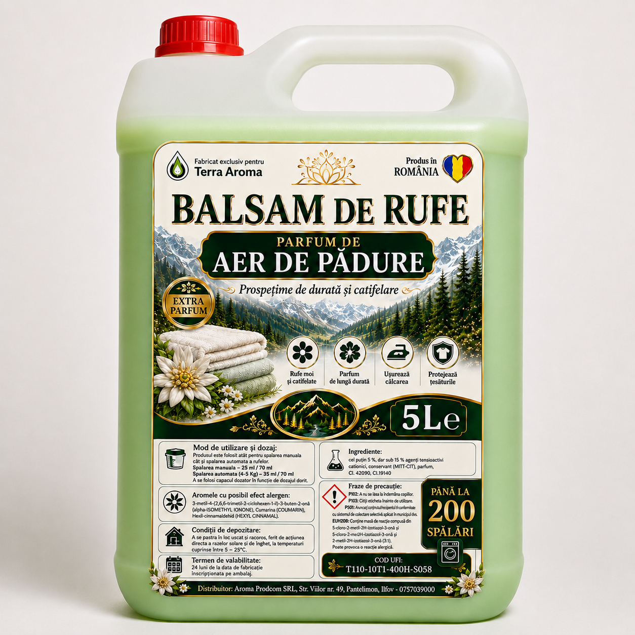 Balsam de rufe Terra Aroma – Parfum de Aer de Pădure – 5L cu 200 spalari Glorio