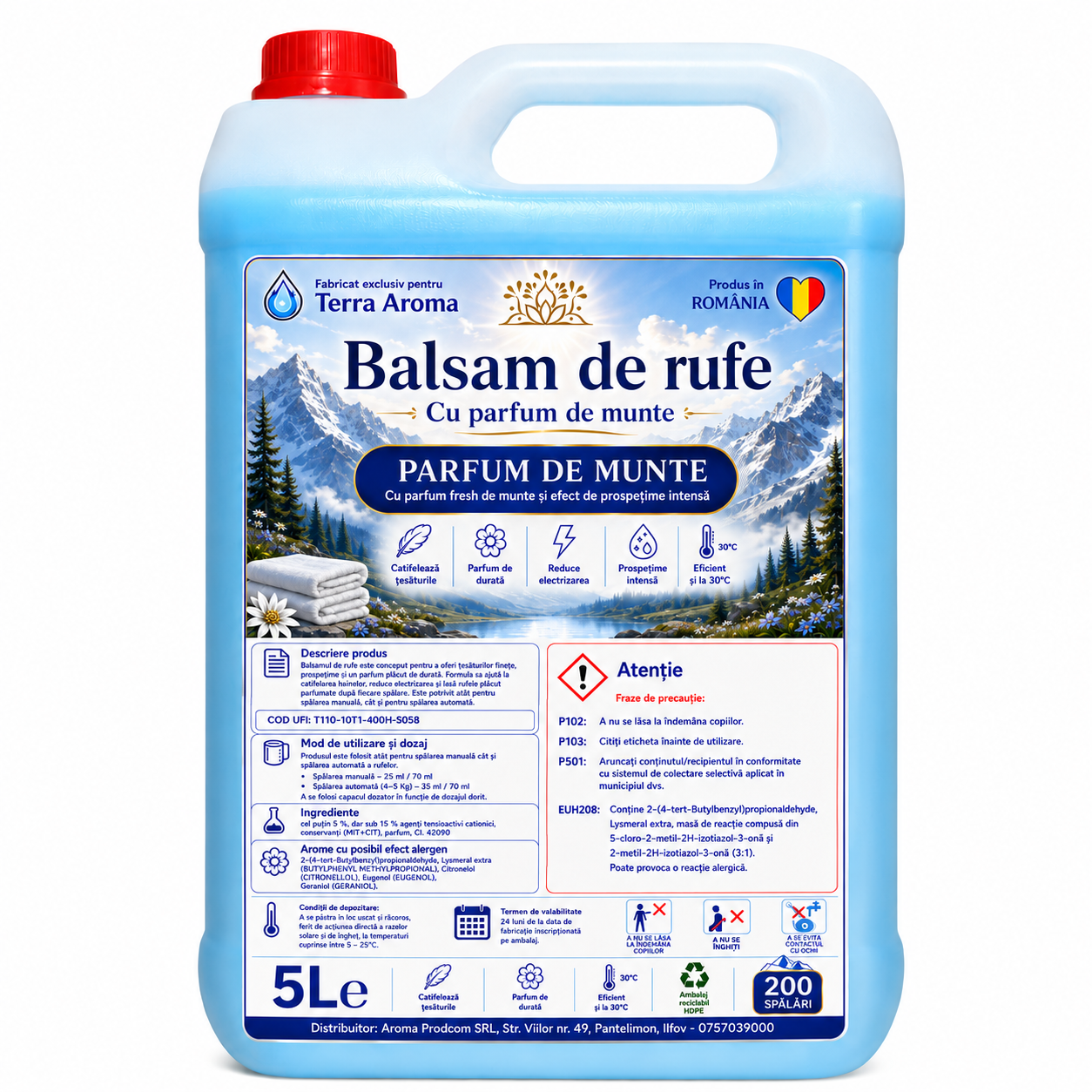 Balsam de Rufe Terra Aroma-  Parfum de Munte 5L cu 200 Spălări Glorio
