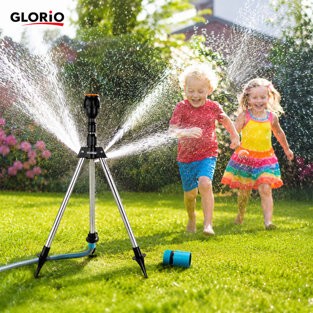 Aspersor Tripod GLORIO pentru Grădină – Udare Uniformă 360° + Adaptor Cadou Glorio