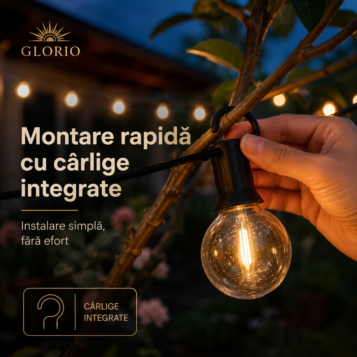 Instalație Luminoasă Decorativă Interconectabila GLORIO – Becuri LED pentru Terasă, Balcon și Grădină Glorio