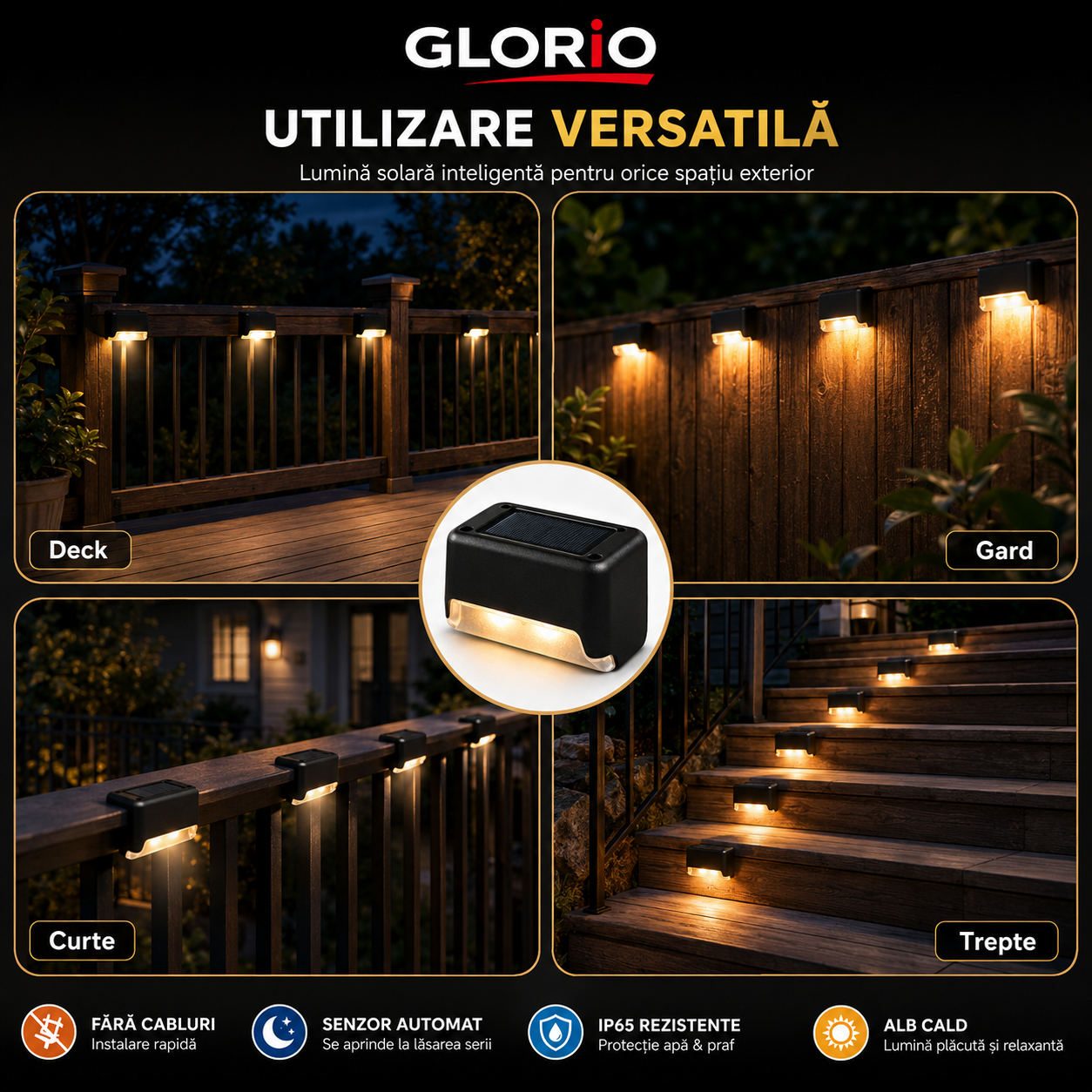 Set Lămpi Solare LED pentru trepte si gard - Glorio Glorio