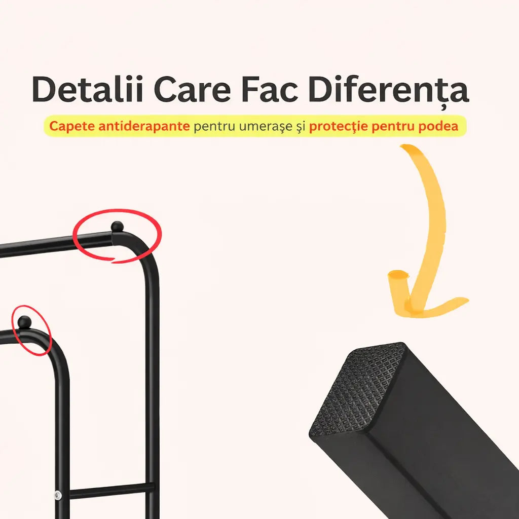 Suport Dublu pentru Umerașe din Metal – 150 x 110 x 54 cm Glorio