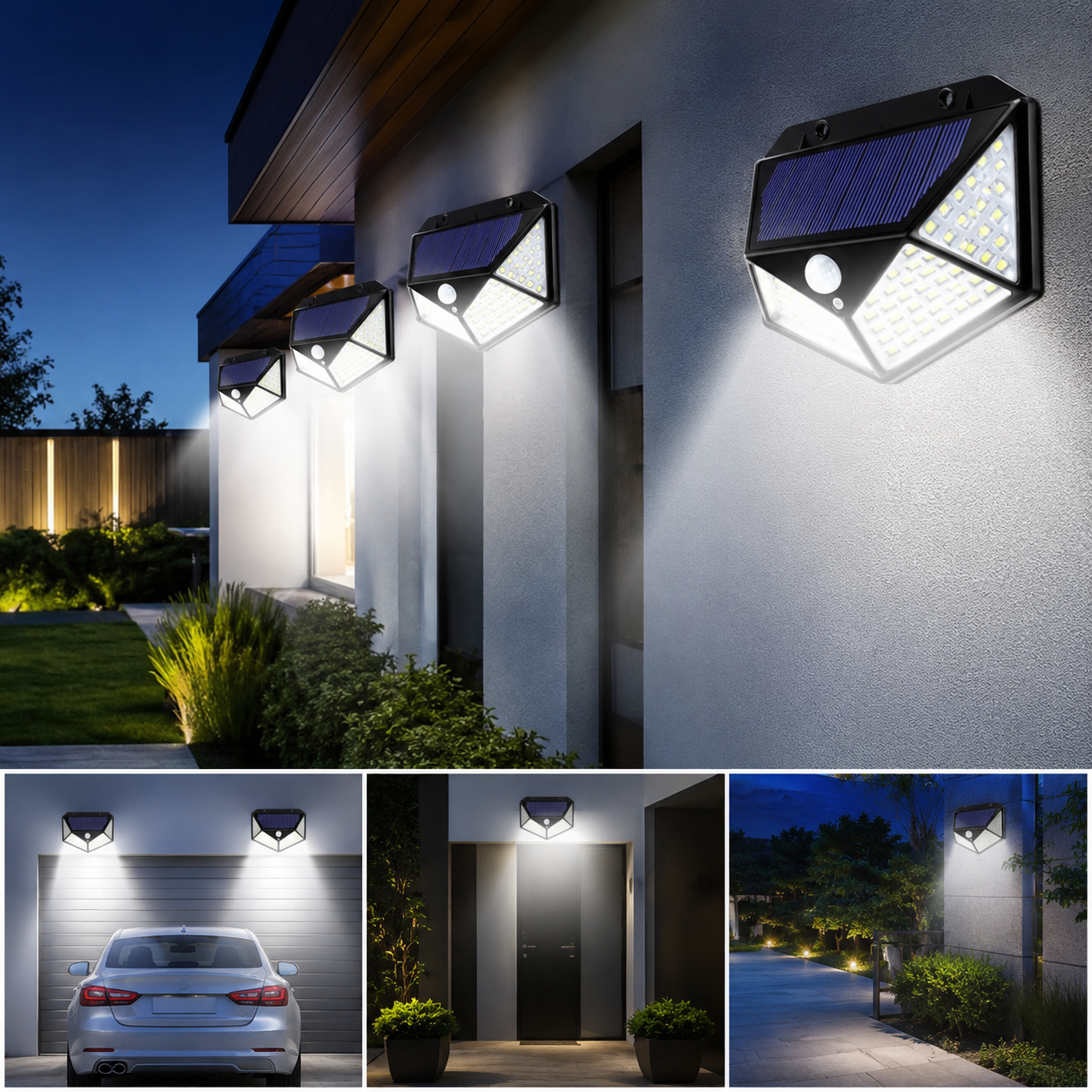 Set 4 / 6 / 8 / 10 Lămpi Solare cu 100 LED și Senzor de Mișcare