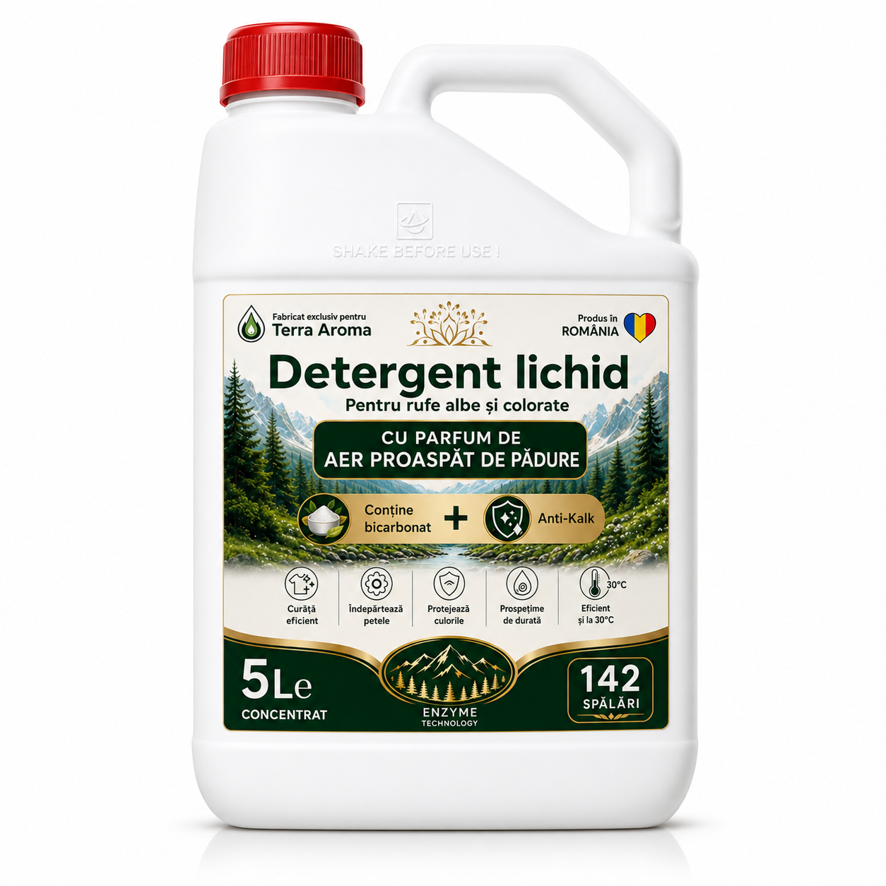 Detergent Lichid Terra Aroma – Parfum de Aer Proaspat de Pădure - 5L cu 142 spalari Glorio
