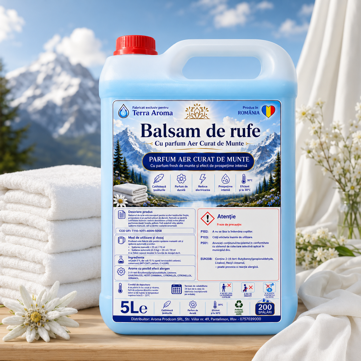 Balsam de Rufe Terra Aroma-  Parfum de Munte - 5L cu 200 Spălări Glorio