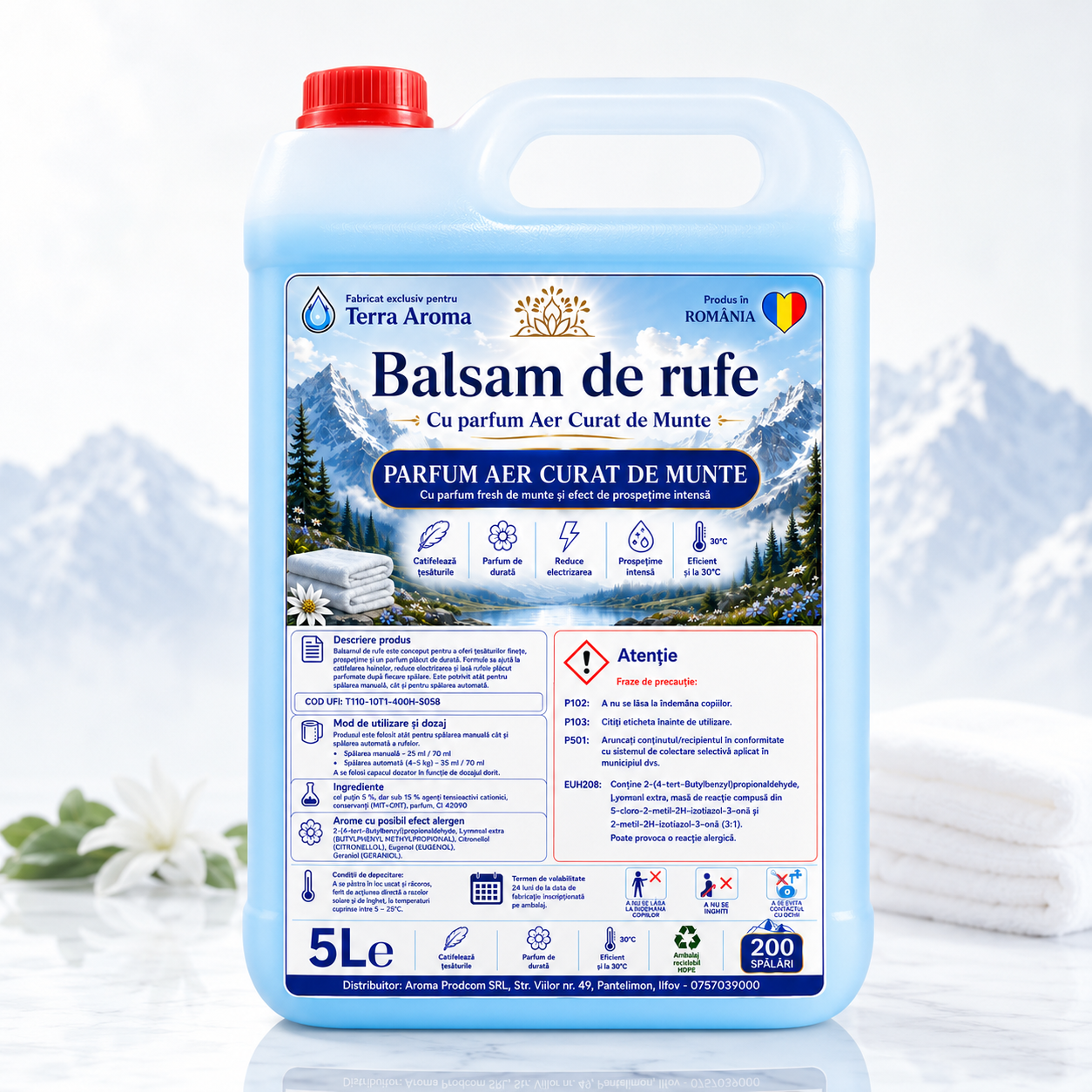 Balsam de Rufe Terra Aroma-  Parfum de Munte - 5L cu 200 Spălări Glorio