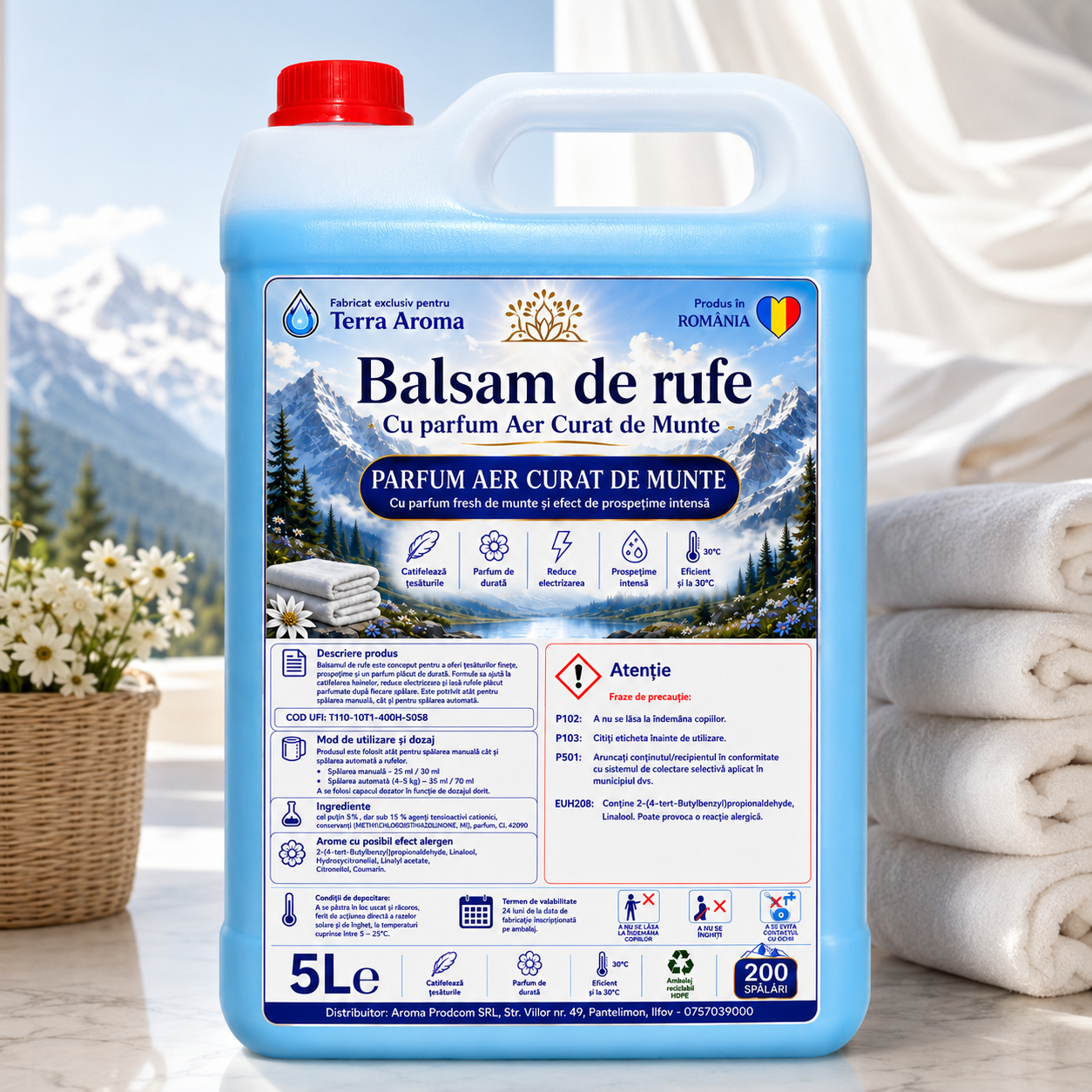 Balsam de Rufe Terra Aroma-  Parfum de Munte - 5L cu 200 Spălări Glorio