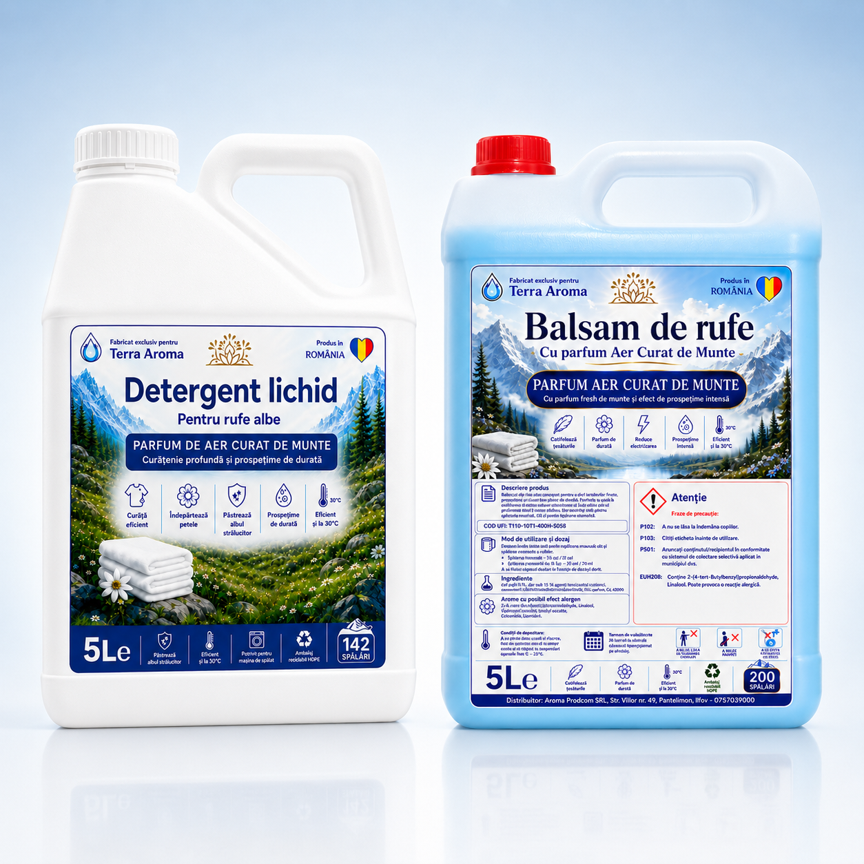 Pachet Detergent + Balsam Terra Aroma 5L + 5L - Parfum Aer Curat de Munte Glorio