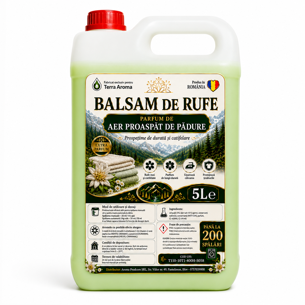Balsam de rufe Terra Aroma – Parfum de Aer de Pădure – 5L cu 200 spalari Glorio