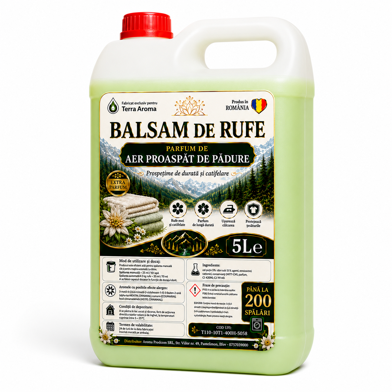 Balsam de rufe Terra Aroma – Parfum de Aer de Pădure – 5L cu 200 spalari Glorio