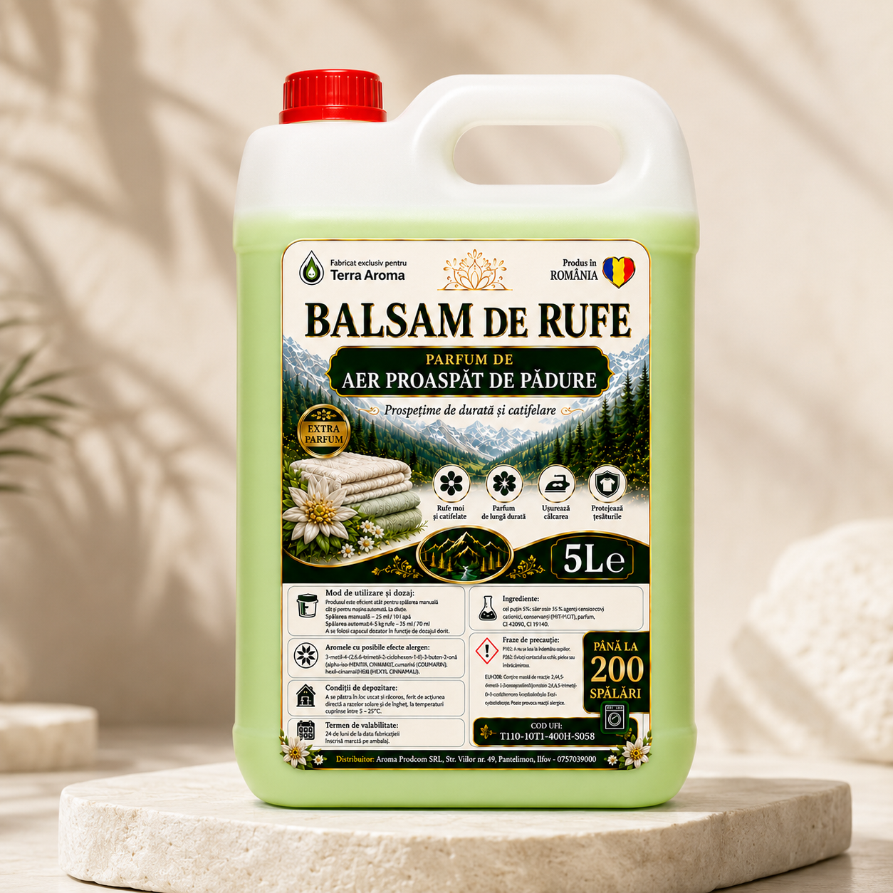 Balsam de rufe Terra Aroma – Parfum de Aer de Pădure – 5L cu 200 spalari Glorio