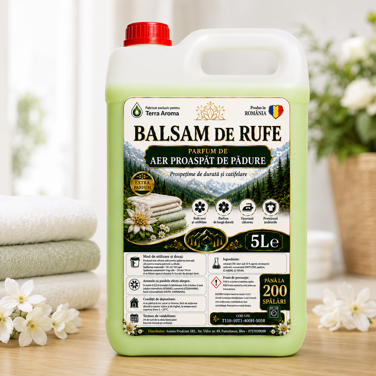 Balsam de rufe Terra Aroma – Parfum de Aer de Pădure – 5L cu 200 spalari Glorio