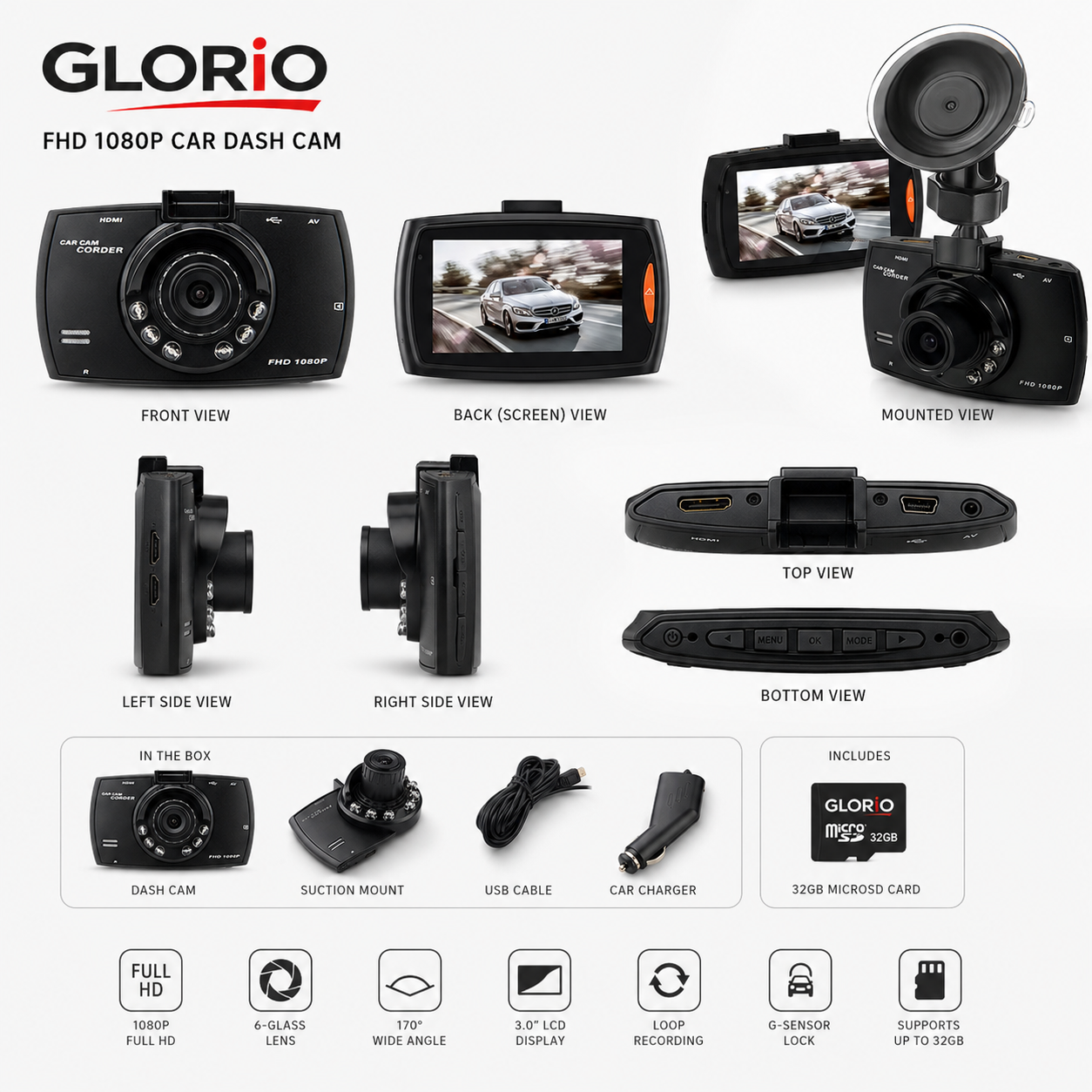 Camera de Bord DVR HD Night Vision, Ecran 2.7 inch, Senzor de miscare + Card 32 GB CADOU Doimeseriasi.ro