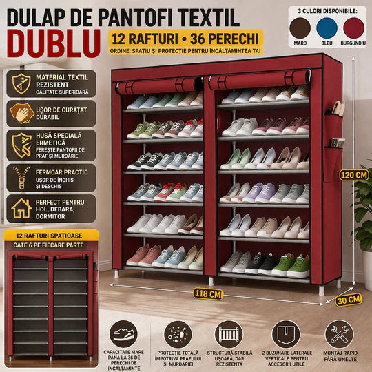 Dulap pliabil din material textil, dublu, 105 x 45 x 175 cm Glorio
