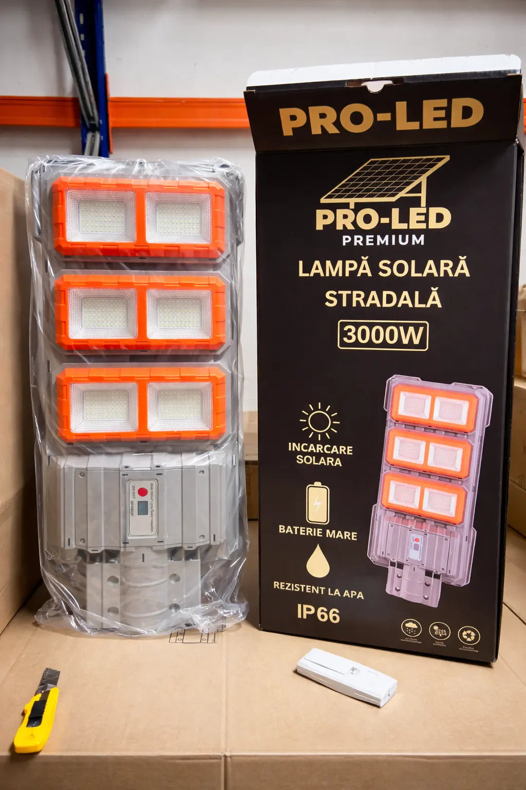 Lampă Solară Stradală PREMIUM LED 3000W – IP66, Super Puternică Glorio