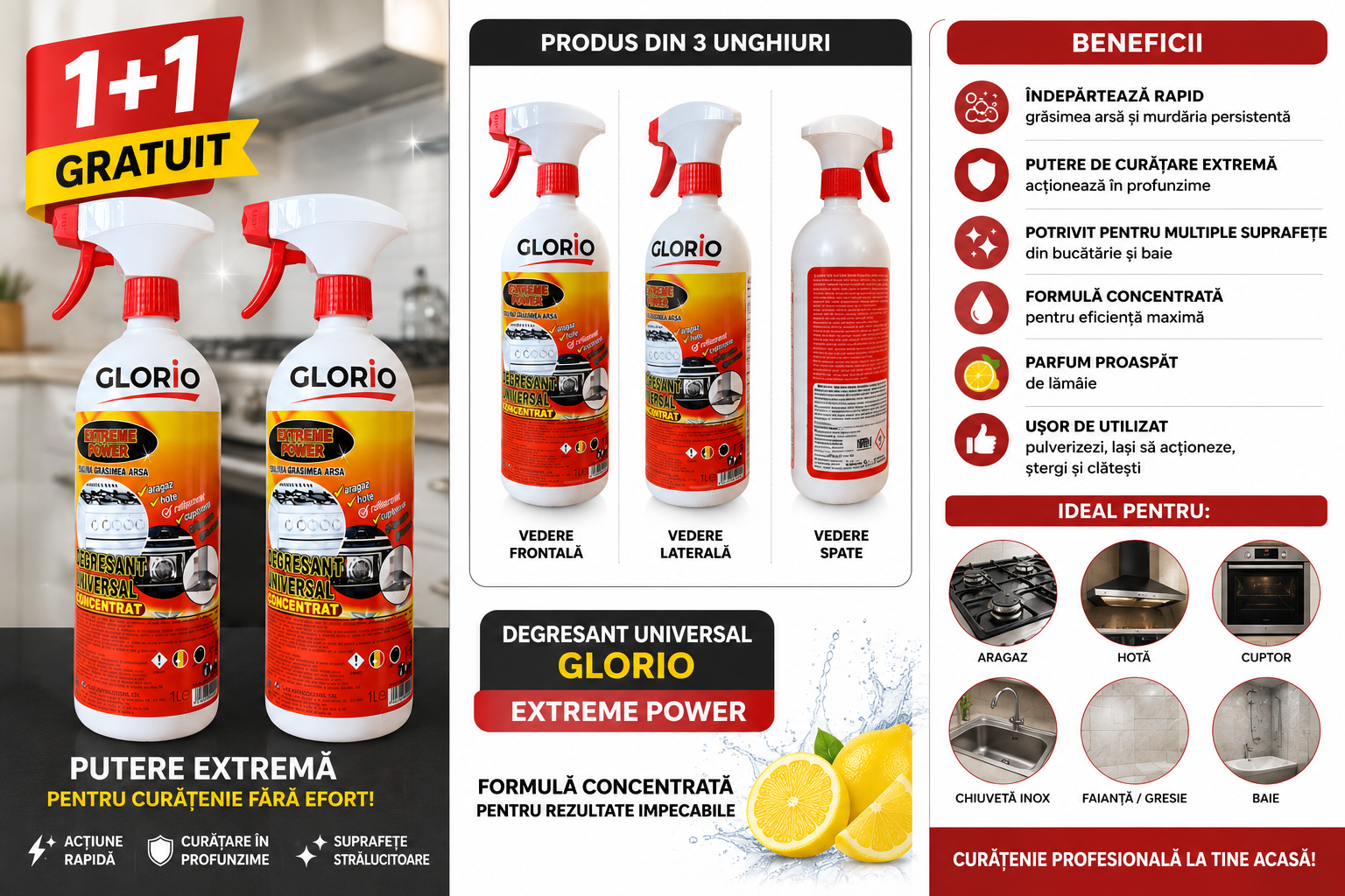 Degresant Universal Glorio™ Forte 1+1 GRATUIT Glorio
