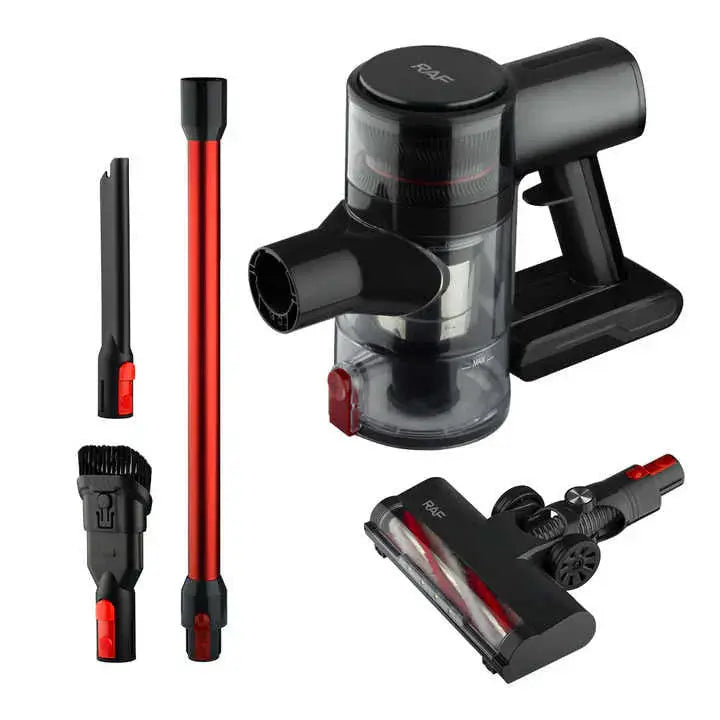Aspirator Vertical de Mână RAF R.8675 - 120W, WIRELESS, cu Acumulator, 2200 mAh, 4 Accesorii, Filtru HEPA Glorio