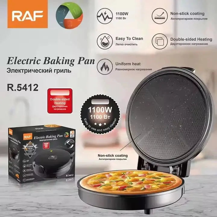 Aparat pentru preparat pizza, RAF R5412, 1100W, termostat reglabil, diametru 30 cm Glorio