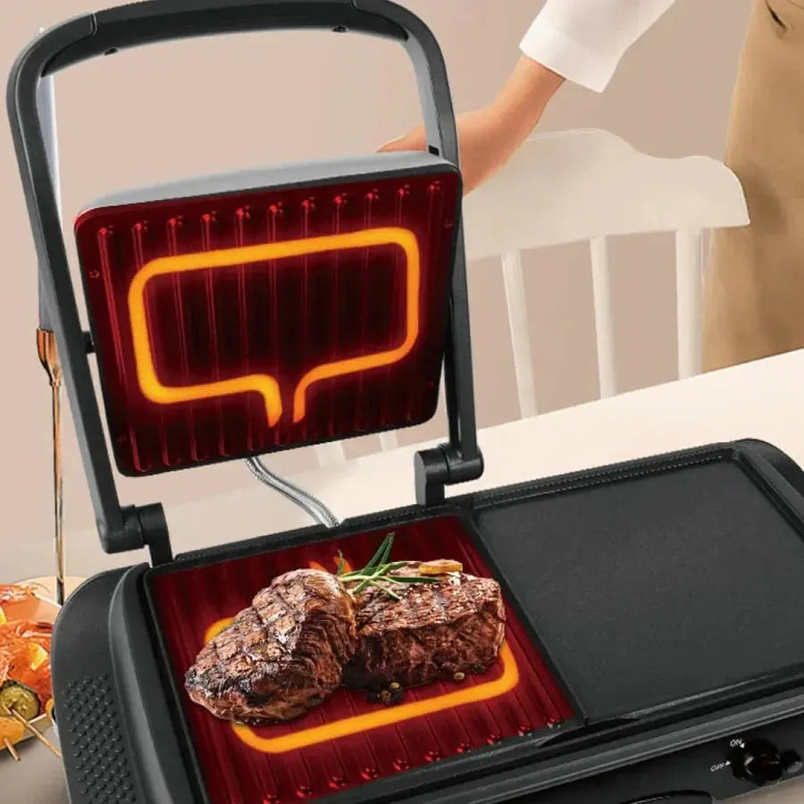 Grill Electric 2 în 1, RAF R2695, 1600W, Grill și Dublu Grill, Material Antiaderent, 49x22x36 cm Glorio