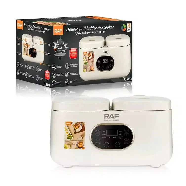 Aparat electric multifunctional rice cooker, RAF R5419, 800W, 4L, 14 functii, 2 compartimente Glorio