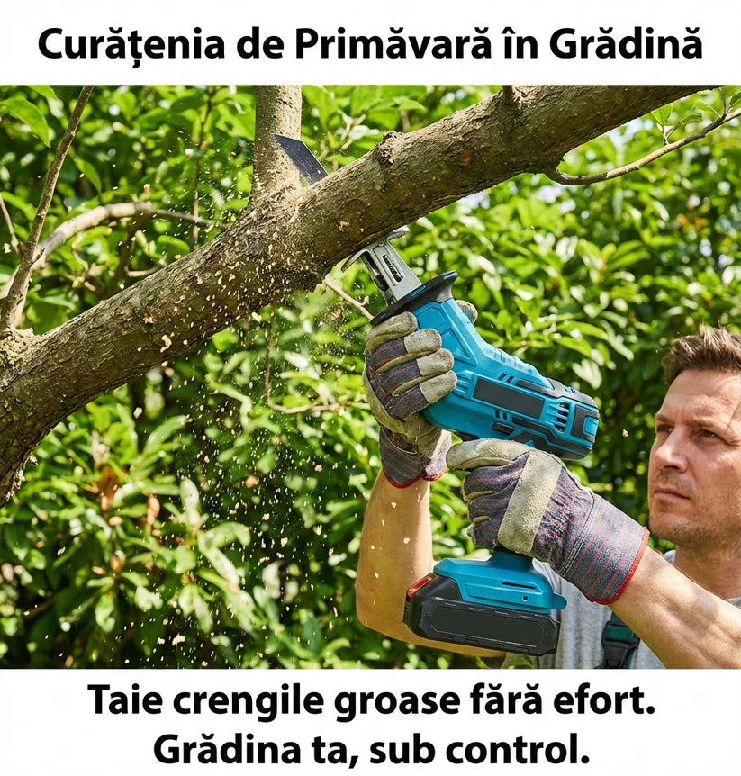 Fierăstrău Sabie Reciproc cu 2 Acumulatori 48V - Tăiere Lemn & Metal, 4000RPM + 4 Lame Incluse (Compatibil Makita) Glorio
