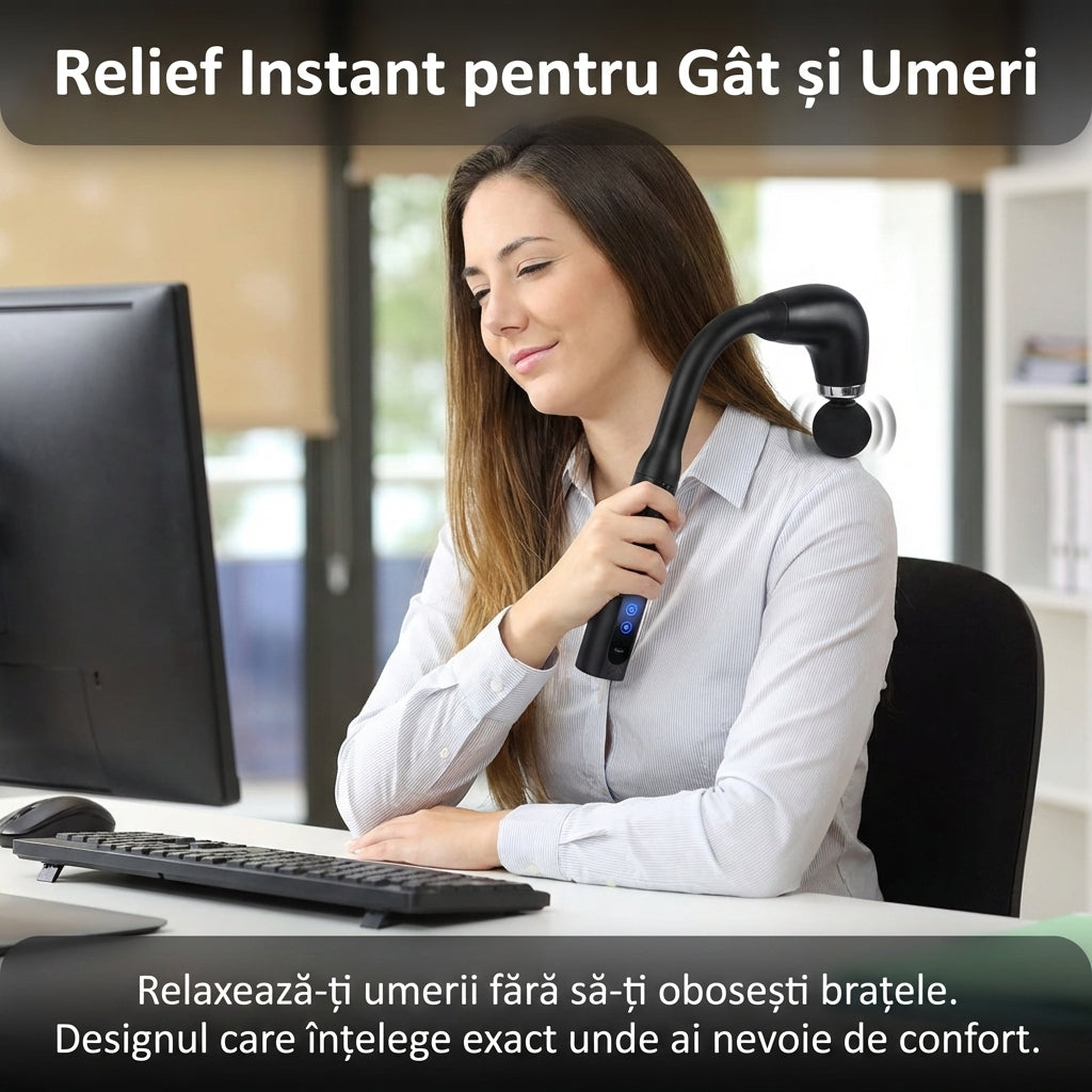 Aparat de Auto-Masaj Profesional Tip Cârlig, 9 Trepte, Spate și Umeri, Acumulator 1200mAh, USB, Negru Glorio