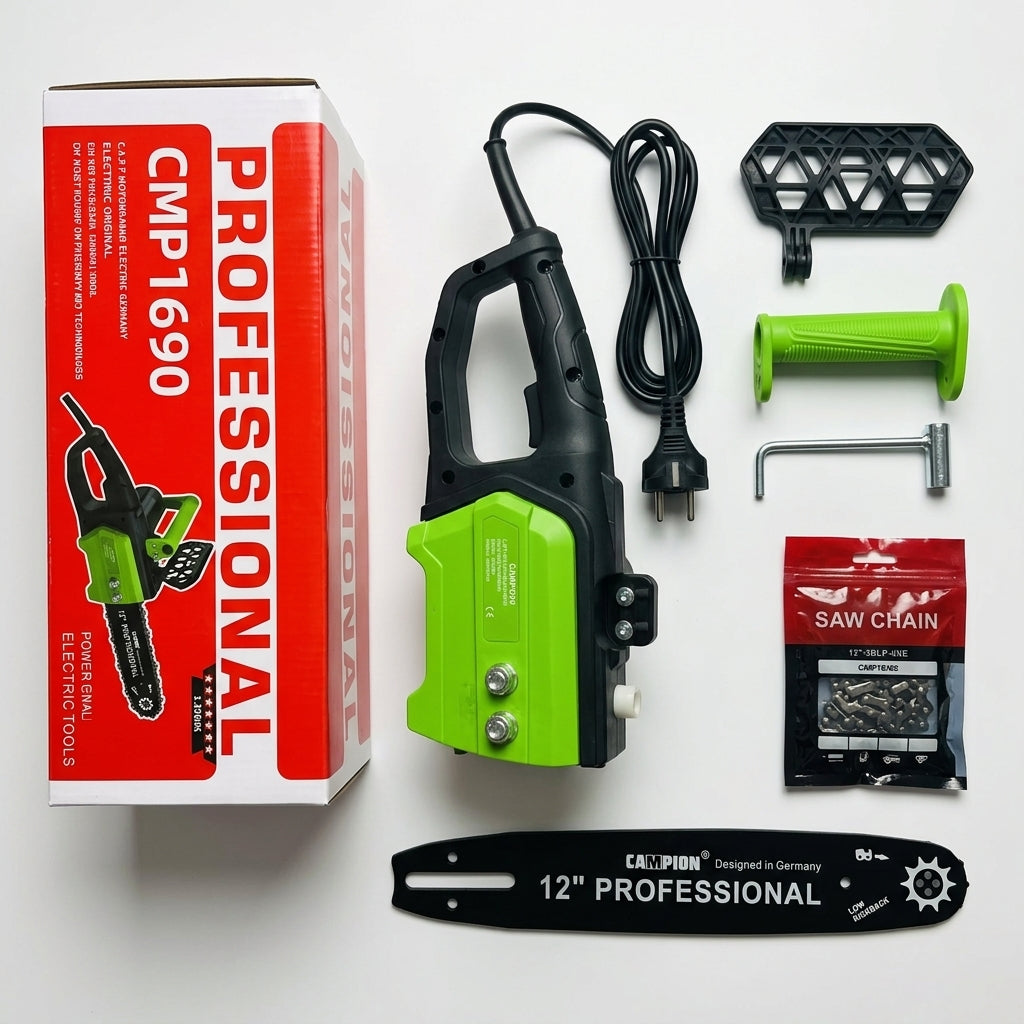 Drujbă Electrică CAMPION Professional, 3000W, Lamă 30 cm, Viteză 15 m/s, Ungere Automată Glorio