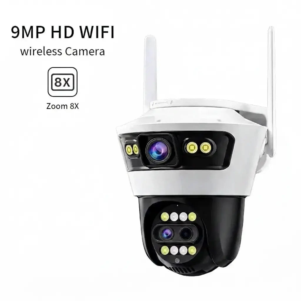 Camera de Supraveghere cu 3 Lentile, PTZ 355°, Jortan JT-5, WiFi, IP66, HD, 9 MP, 1920 x 1080 pixeli ,Aplicatie Yoosee + Card 32GB CADOU Glorio.ro