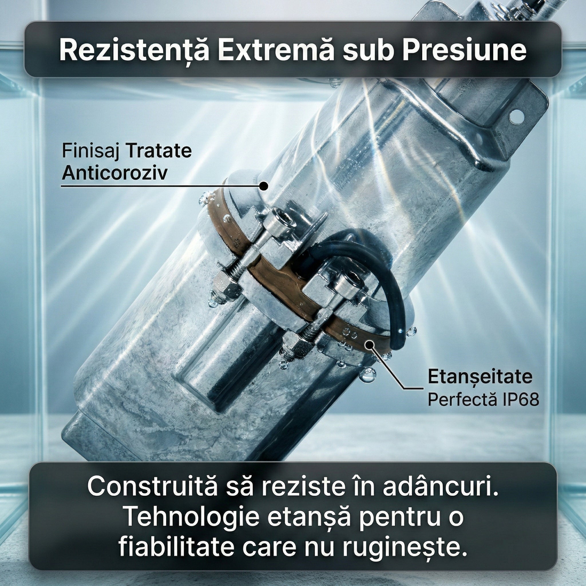 Pompă de Apă Submersibilă cu Vibrație VMP60 , 1000W, Debit 2400 l/h, Înălțime 60m, Bobinaj Cupru, Argintiu Glorio