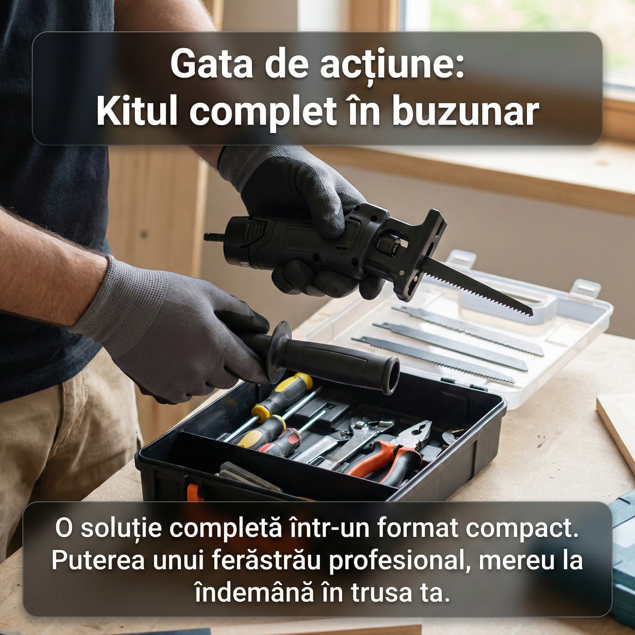 Adaptor Ferăstrău Pendular pentru Bormașină, Include 3 Lame pentru Lemn și Metal Glorio