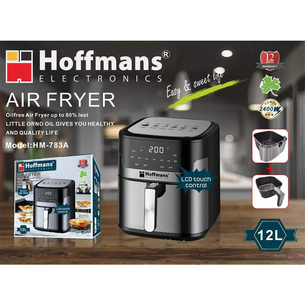 Friteuză Multifuncțională cu Aer Cald Hoffmans HM-783A – 12L, 2400W, Inox Glorio