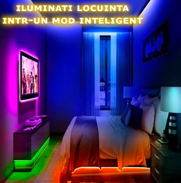 1+1 GRATIS: Bandă Led Smart RGB – Cu Telecomandă + Control Din Telefon