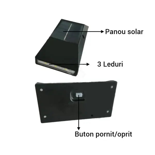 Set 2 Lampi Solare De Perete, 6 LED-uri Puternice si Senzor Crepuscular, Rezistente la Intemperii Doimeseriasi.ro