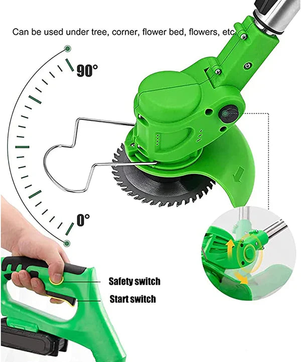 Motocoasă Gospodarul Eficient® Cu 2 BATERII de 48V, Putere 800W, Cu Braț Extensibil, Pentru Gazon, 8 Lame Diferite