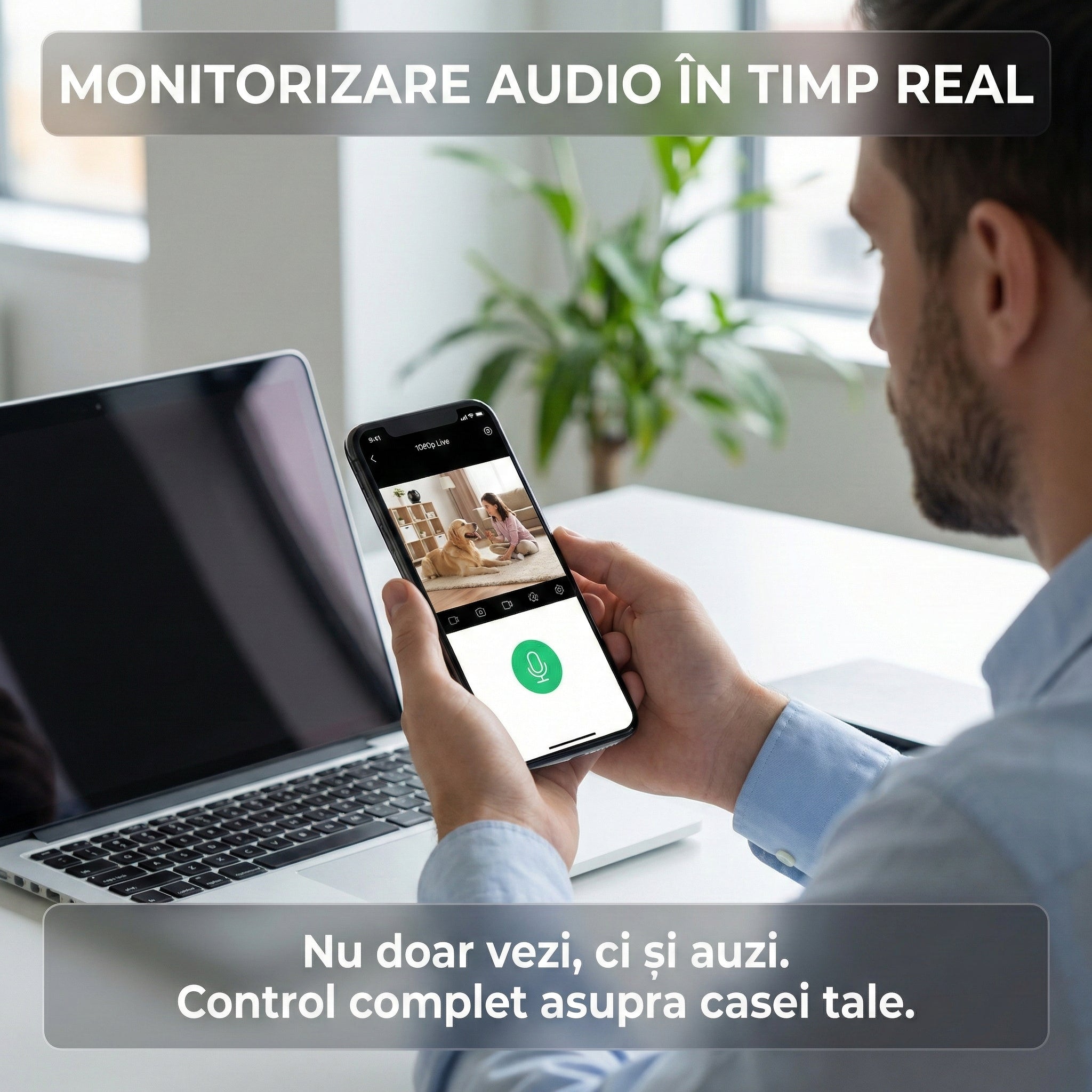 Mini Cameră de Supraveghere WiFi X5, Full HD 1080p, Night Vision, Audio-Video, Ascultare în Timp Real, Negru Glorio